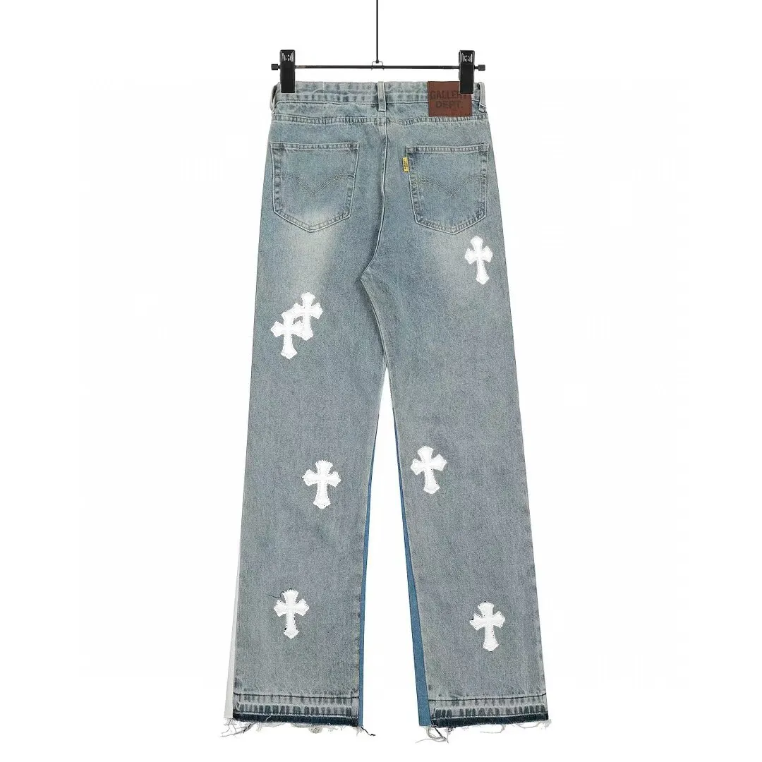#8116 P260💰 Independent GALLERY DEPT. Vintage spliced cross loose washed flared jeans - truly restore the ultimate texture of Vintage - original hardware accessories, washed and other elevators, QR code analysis are all purchased from the original factory, high degree of restoration, welcome to compare with certain products ~ - three-dimensional version, loose and comfortable, not picky about the figure, taller and slimmer, factory Seiko, original quality control, same style for men and women, can be matched with couples, versatile recommendation, must-have jeans for all seasons -Size: 28 30 32 34 36